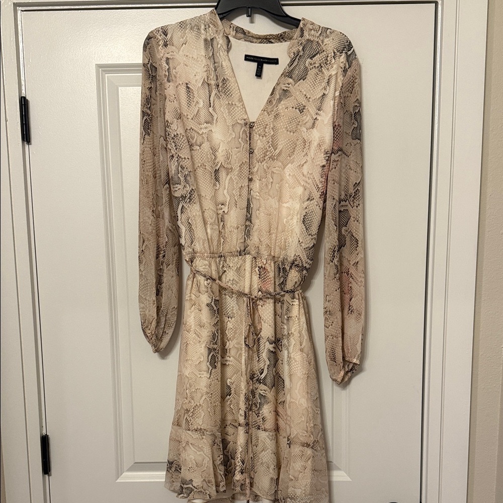 White House Black Market Snake Print Long Sleeve Dress